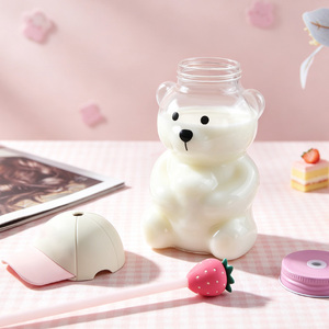 Copo Personalizado com Logo e Nome, Copo com Tampa e Canudo, Topper de Morango, Tumbler de Desenho Animado Fofo para Meninas, Bebidas Geladas, Café e Chá - Product Image 6