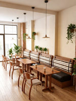 Ensembles de mobilier de restaurant moderne et minimaliste en PVC : banquettes, tables et combinaisons de canapés commerciaux personnalisables pour cafés