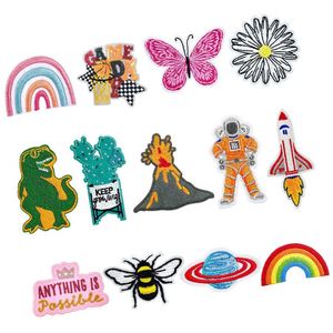 Iron on Childlike <b>Sequined</b> Rainbow Dinosaur Astronaut butterfly Game Day Embroidery Patch Decorative Patches for Clothing <b>Bag</b> - Product Image 1