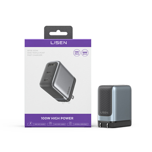 Chargeur rapide LISEN populaire B708 100W Mini 3 ports GaN USB C pliable pour MacBook iPad <span class=keywords><strong>iPhone</strong></span> 17 16 Samsung S26 - Product Image 6