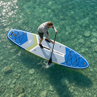 Planche de paddle gonflable en gros 335x84x15cm, 33 pouces de large, kit DWF Drop Stitch motif feuille tropicale avec pompe à manomètre, OEM CE BSCI