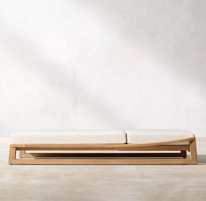 Sillas de Piscina Fáciles de Limpiar, Tumbonas, Chaise Longue de Teca, Muebles de Exterior con Cojín - Product Image 6
