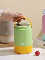 Boîte à lunch isolée avec poignée de transport Macaron Couleurs Étanche Pot intérieur en acier inoxydable Boîte à bento