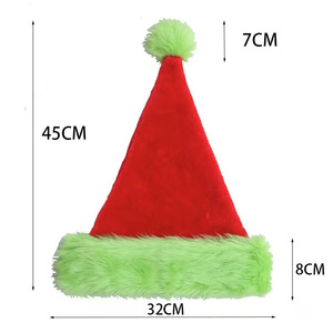Chapeau de Noël rouge et vert en peluche de 45 cm de haut pour adultes et enfants, décoration de fête - Product Image 1