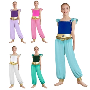 Disfraz de Danza Árabe para Niñas de 6 a 16 Años, Mono con Pantalones Largos de Chifón y Braguitas Integradas para Juego de Roles, Cosplay y Carnaval - Product Image 1