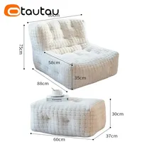 OTAUTAU Housse de pouf de luxe en fausse fourrure de lapin effet gaufré, sans rembourrage, pour canapé-lit, chaise longue, fauteuil inclinable, pouf ottoman, sac SF055