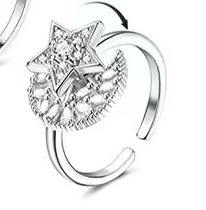 調節可能なキュービックジルコン回転可能な葉を和らげる不安ストレススピナーリング女性のための心を落ち着かせる心配な瞑想リング - Product Image 5