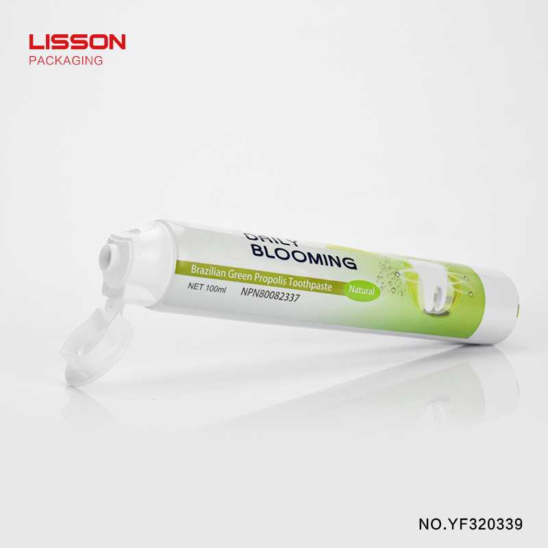 Lisson envases cosméticos 100ml tubo de pasta de dientes con tapa flip top