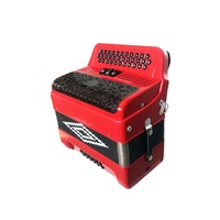 Accordéon professionnel JB3412C, 34 boutons, 12 basses, 3 registres, corps rouge avec boutons de grille noirs, configuration diatonique