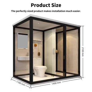 Conjunto de Baño Integrado Impermeable YEETE - Estructura de Acero y PVC con Inodoro y <span class=keywords><strong>Mampara</strong></span> de <span class=keywords><strong>Ducha</strong></span>, Ahorro de Espacio para Apartamentos/Hoteles - Product Image 2