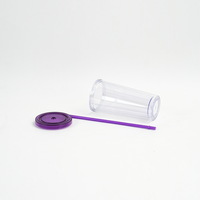 Gobelet en plastique de 700 ml avec couvercle et paille réutilisable, sans BPA, anti-fuite, isolation thermique, transparent, pour boissons froides, avec impression de logo personnalisé