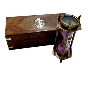 Sablier de sable personnalisé de 15 minutes 30 minutes avec ancre de bateau Boîte en bois imprimée de logo emballée dans un objet décoratif d'article de cadeau nautique - Product Image 1
