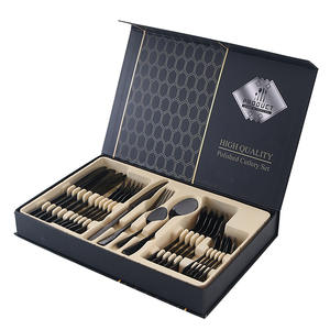 Juego de cubiertos de acero inoxidable hecho a medida, 20 piezas, chapado en oro, con estuche para regalo y decoración. - Product Image 5