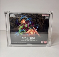 Boîte de présentation One Piece Booster Box en acrylique FB06, moderne, écologique, avec fond blanc, fermeture à bouton, taille et épaisseur personnalisables