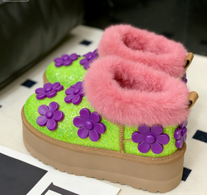 Nouvelles bottes de neige vertes avec fleurs violettes 2026, un best-seller de l'industrie de la mode, conçues de manière unique pour les vêtements d'hiver des femmes - Product Image 4
