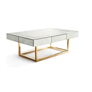 2021 Hot Sell Luxury Antique Mirrored Coffee Table Gold Stainless Steel Center Table For Home Hotel