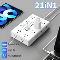 Protecteur de surtension électrique certifié UL Chargeur multiprise avec 16 prises CA US 3 ports USB 3 Type-C Prise de courant