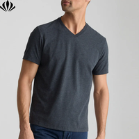 T-shirt basique à col en V pour homme avec logo personnalisé, coupe classique, confortable et décontracté