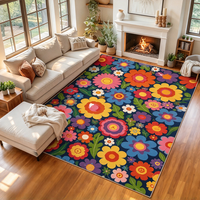 Maßgefertigter Bedruckter Teppich Rot-Weißer Kräftiger Blumenteppich für Wohnzimmer Große Größe Schlafzimmer Waschbar Rutschfest Weich Boho Tapis