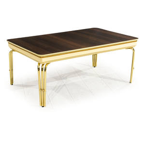 Mesa de centro moderna con superficie de mármol y base de metal para sala de estar, mesa decorativa para el hogar - Product Image 6