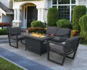 Freizeit Gartenmöbel Sofa garnitur Gartenmöbel Patio Rattan Sofas Sets mit Feuerstelle Tisch