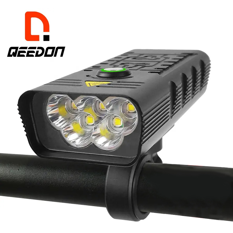 Велосипедная фара QEEDON с внешним аккумулятором 10000 мАч, 3000 лм, Аксессуары для велосипеда, 5 светодиодов, суперъяркая велосипедная фара