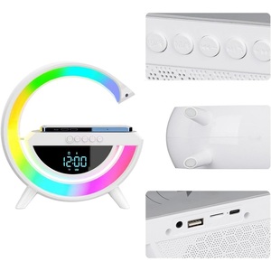 RGB <b>LED</b> Lamp <b>Clock</b> With Bluetooth FM Radio SD Card USB Charging Desk Lamp - Product Image 5