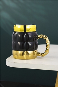 Competitive Price Luxury <b>Gold</b> Black Coffee Cups Porcelain Sublimation Cup Ceramic Coffee <b>Mug</b> Tea <b>Mugs</b> With Lid - Product Image 3