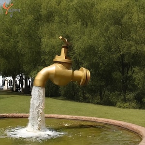 Scultura in acciaio inossidabile lucidata a mano personalizzata unica rubinetto magico fontana decorazione quadrata parco casa bizzarro ornamento da giardino - Product Image 2