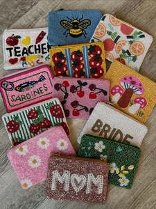 Floral Beaded Coin <b>Pouch</b> Textured Pattern Women Fashion Small Wallet Purse Statement Carry Accessory Elegant Design - Product Image 5