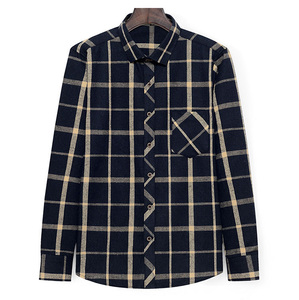 Chemise décontractée à manches longues en flanelle de coton à carreaux pour hommes - Product Image 5
