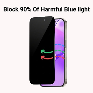Protector de Pantalla de Vidrio Templado con Cobertura Total Anti Luz Azul, Película Protectora de Privacidad Anti-Espía para <span class=keywords><strong>iPhone</strong></span> 15 14 13 12 11 Pro - Product Image 1