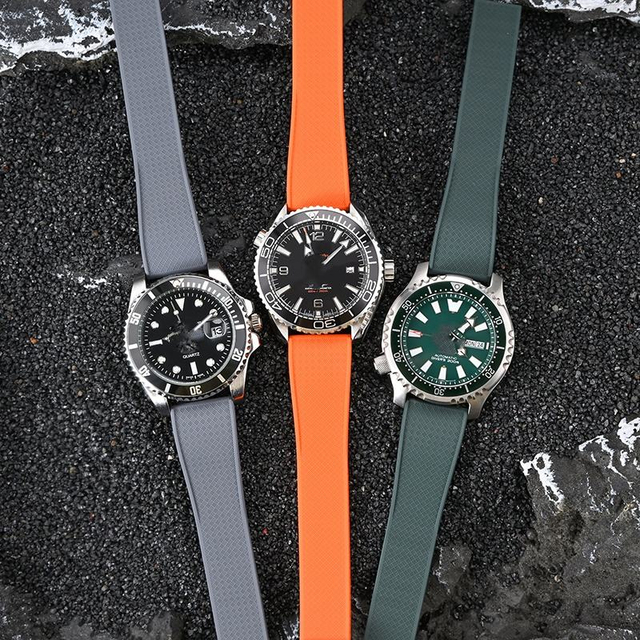 CTS FKM Strap for Blancpain for Omega Easy Release 20mm With New Design Buckle Soft Rubber Hybrid Fluororubber Strap