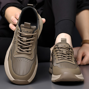 รองเท้าผ้าใบหนังผูกเชือกสำหรับผู้ชายชิโลวาพื้นรองเท้ายางกันกระแทกส้นเตี้ยรองเท้าลำลองสำหรับเดิน - Product Image 3