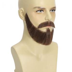 Realistico nero fatto a mano capelli umani morbidi invisibile Mesh baffi per la barba di dimensioni maggiori Look per costumi e feste - Product Image 1