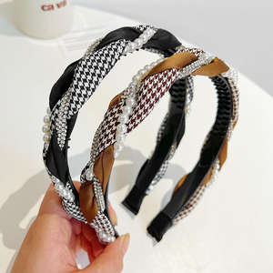 Bandeau <span class=keywords><strong>de</strong></span> cheveux pour fille en tissu <span class=keywords><strong>de</strong></span> luxe avec perles et strass, mode coréenne, style tempérament sauvage, doux et mignon - Product Image 3