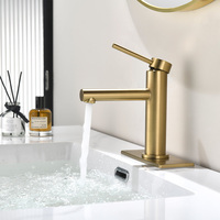 Robinet de lavabo de salle de bain moderne à poignée unique en laiton avec cartouche céramique, finition nickel brossé, fournisseur d'usine, garantie 5 ans