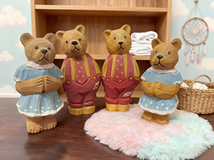 Statuette di Orso in <span class=keywords><strong>Legno</strong></span> Incise Personalizzate, Decorazioni Ecologiche da Tavolo per Interni, Anniversari e Matrimoni - Product Image 4