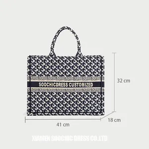 Soochic Dress Customized Women's Large Capacity Fashion Knitted Jacquard Embroidered Tote Bag Shoulder Handbag