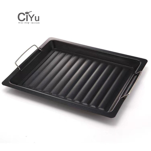 Custom 30cm Rib Lines Kitchen Thickened Turkey <strong>Enamel</strong> Baking <strong>Pan</strong> Skillet <strong>Frying</strong> <strong>Pan</strong> BBQ <strong>Grill</strong> Tray Enameled Baking Tray Plate - Product Image 1