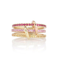 Bague en argent sterling 925 plaqué or rose triple couche avec zircon, empilable, bijoux de mode multicolores pour mariage et fête, vente en gros