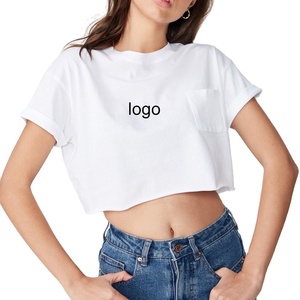 2022 New Manufacture Wholesale Custom Women Bamboo Crew Neck Short Sleeve Loose Casual <strong>White</strong> <strong>Crop</strong> <strong>Tops</strong> T-shirts Women Clothing - Product Image 1