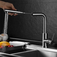 Robinet de cuisine moderne à douchette extractible, avec cartouche céramique, finition brossée, pour usage hôtelier, installation monotrou