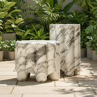 Mesa de Centro de Mármol, Diseño Moderno, Muebles para Sala de Estar, Acabado Mate, Piedra Resistente, Fácil de Limpiar, para Decoración del Hogar, Bodas, Villas