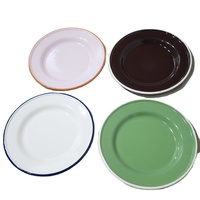 Assiettes en émail pour salade, bols à pâtes, vaisselle en émail, assiettes de service pour dîner, pique-nique, barbecue, assiettes en porcelaine, ensemble de 23.5CM