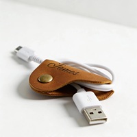 Porte-câbles en cuir personnalisé efficace, organiseur de cordons personnalisé pour cadeaux promotionnels d'entreprise