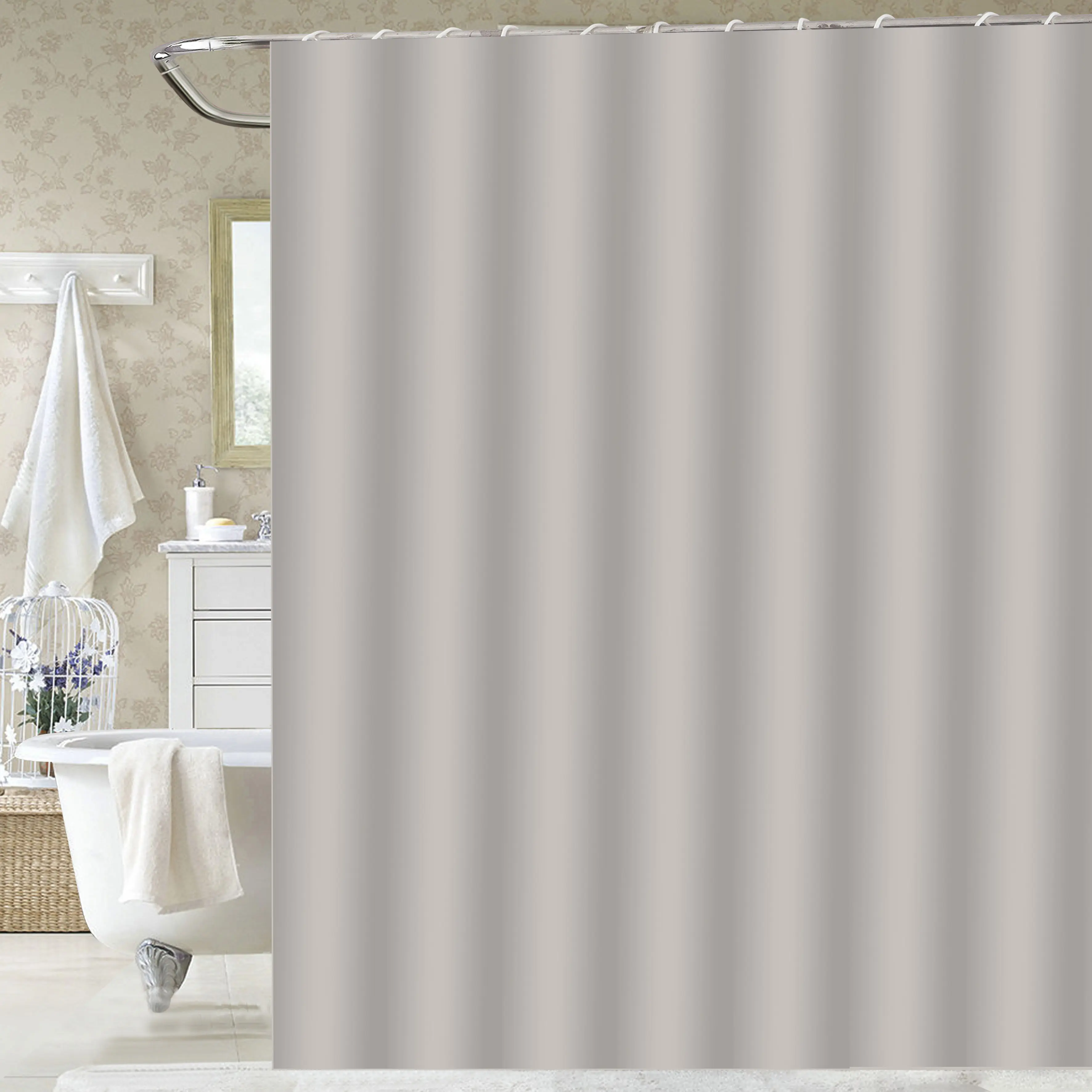 Fabric shower curtain Textile Dressing Decorative fabric European Luxury light grey Polyester jacquard shower curtain