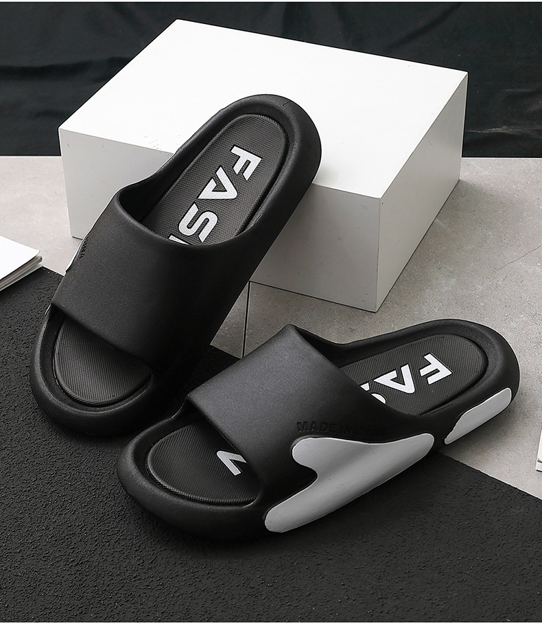 New Fashion Men PVC Slippers Slide Sandals Beach Soft Sole Flat Shoes Home Bath Slipper