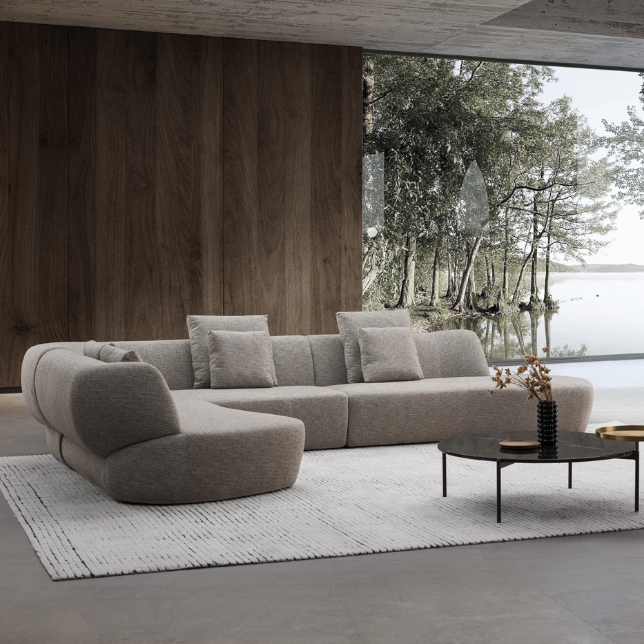 グレーソファセット モダンデザイン カウチ ソファー セット 〔3人掛け+オットマン グレー×ブラック