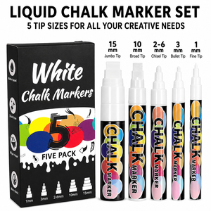 5 Marqueurs de <span class=keywords><strong>Tableau</strong></span> Blanc Effaçables à Sec de Différentes Tailles, Marqueurs à Craie Liquide pour <span class=keywords><strong>Tableau</strong></span> <span class=keywords><strong>Noir</strong></span> Scolaire et Verre – Le Meilleur Cadeau de Rentrée Scolaire - Product Image 6